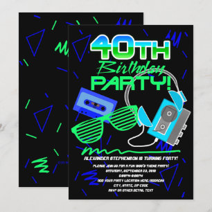 80-tal Retro 40:e födelsedag Party Inbjudningar