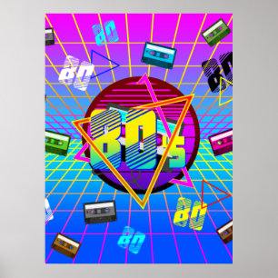 80-TAL RETRO GAMMAL SCHOOL KASSETTBAND POSTER