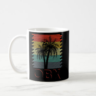 80-tal Retro Handflatan North Carolina Beach Obx O Kaffemugg