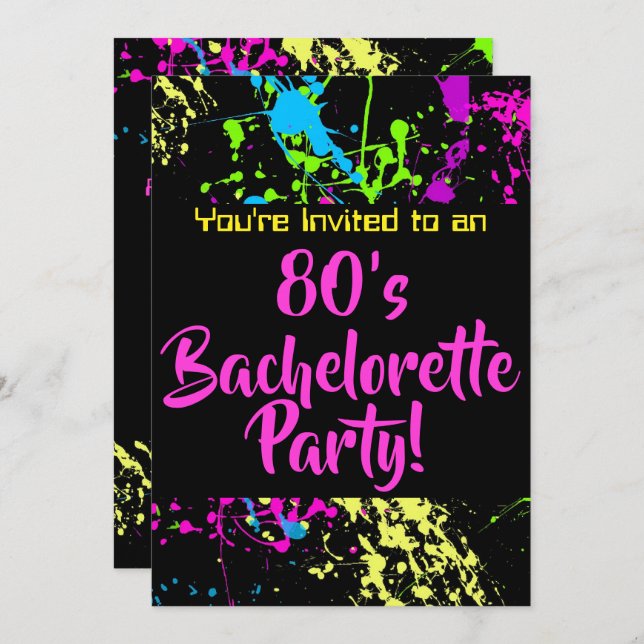 80-talet Bachelorette Party Inbjudningar (Fram/baksida)