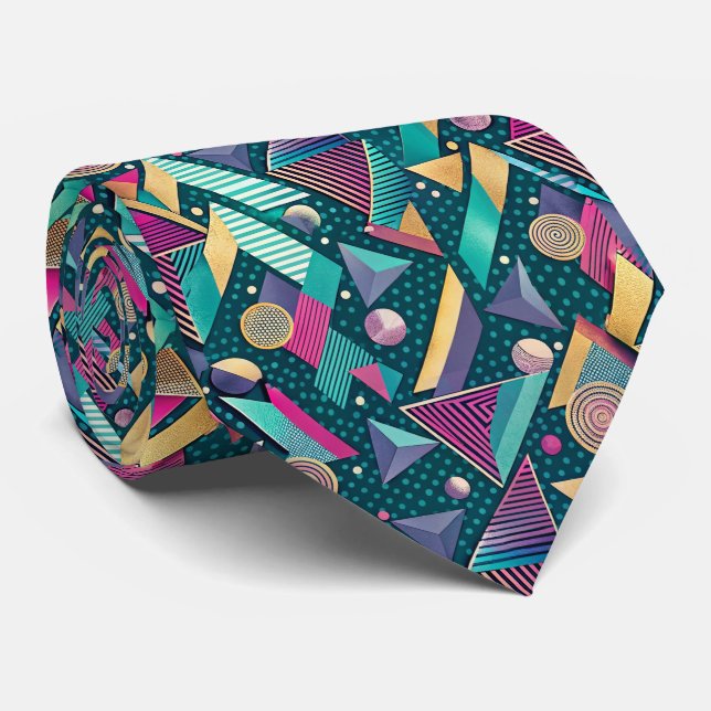 80-talet Memphis Stil Mönster Necktie Slips (Rullad)