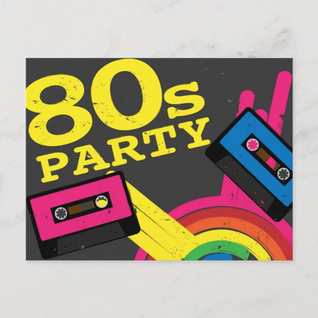 80-talet party inbjudan vykort (Framsida)