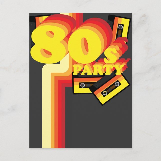 80-talet Party Inbjudan Vykort (Framsida)