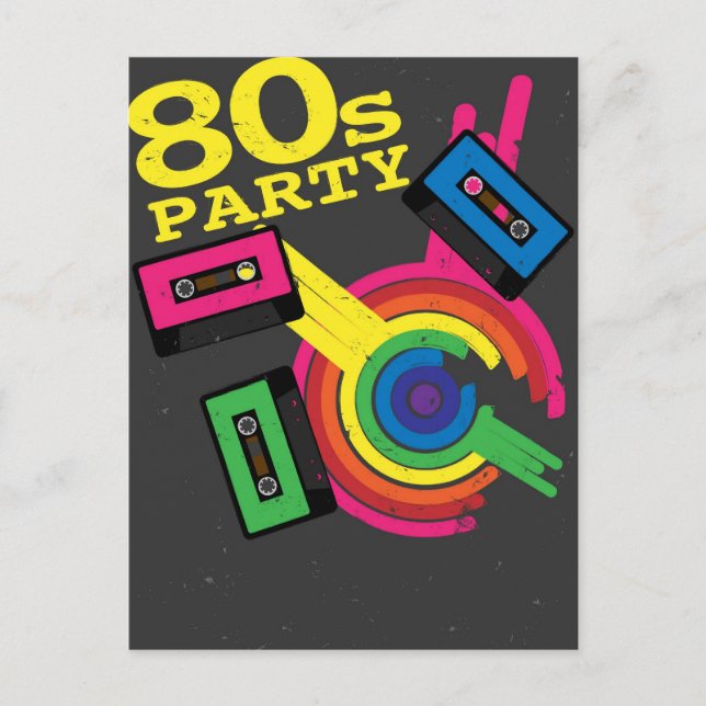80-talet party inbjudan vykort (Framsida)
