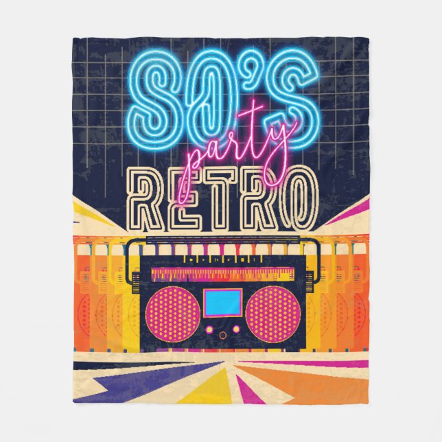 80-talet, retro Music party. Gamla stil poster. Di Fleecefilt (Framsidan)