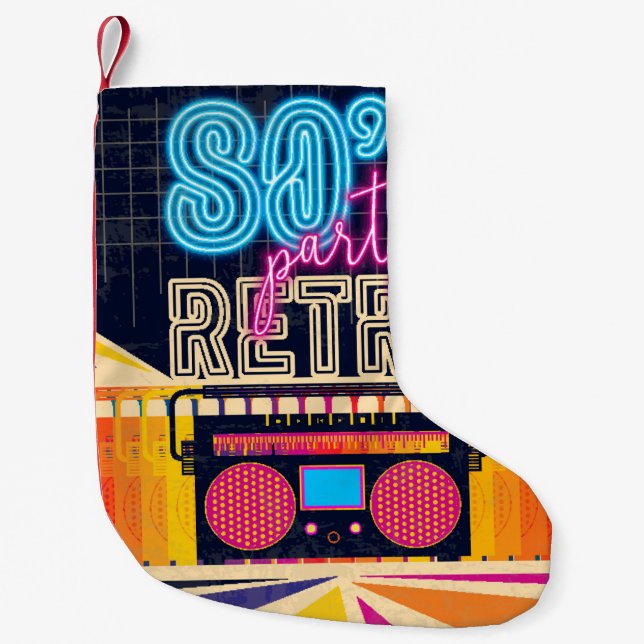 80-talet, retro Music party. Gamla stil poster. Di Liten Julstrumpa (Framsidan)