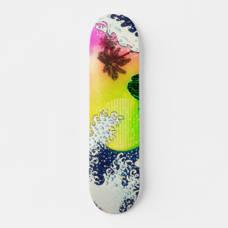 80-talet stil Den underbara vågen och handflatan t Mini Skateboard Bräda 18,5 Cm