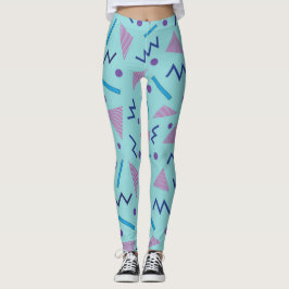 80-talets 90-tal Memphis stil geometric blue Leggings