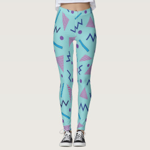 80-talets 90-tal Memphis stil geometric blue Leggings