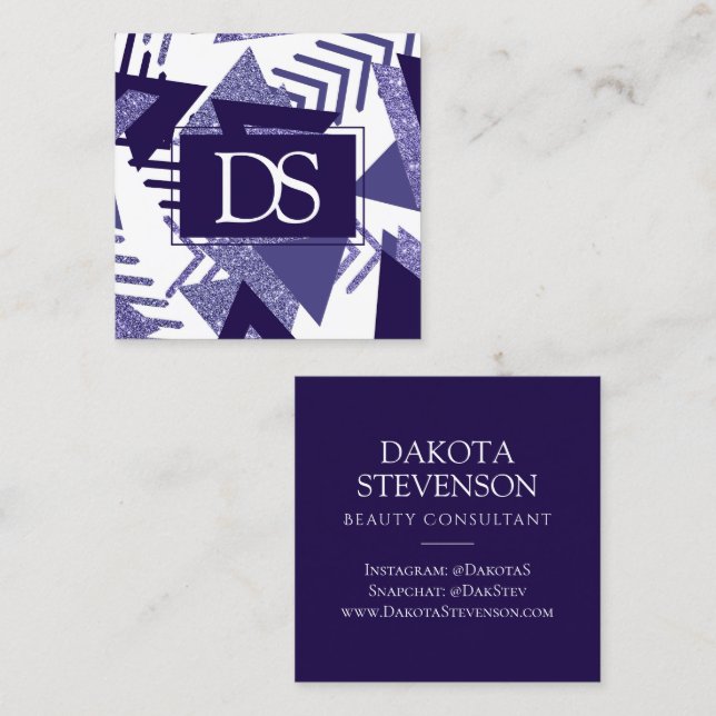 80-talets Abstrakt för Coola | Monogram över Lila  (Fram/baksida)