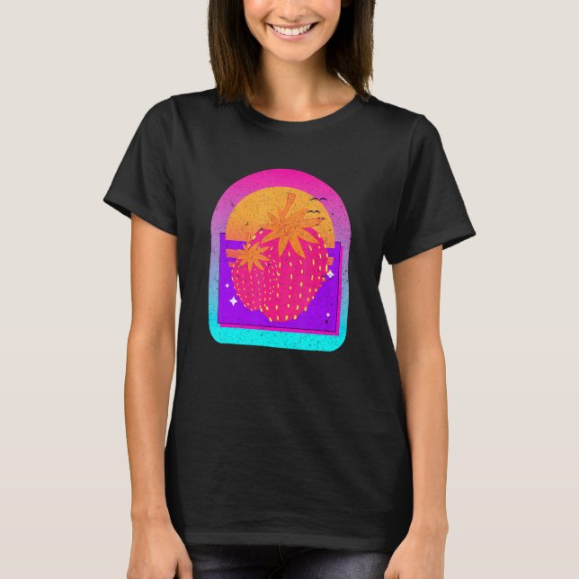 80-talets aporwave Aesthetic Strawbär Fruit Strawb T Shirt (Framsida)