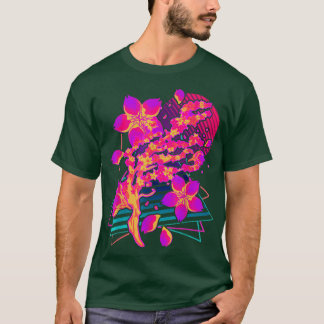80-talets Art Sakura Flower Japan Retro Vaporwave  T Shirt