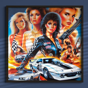 80-talets åtgärdsflickor i Tävling Poster