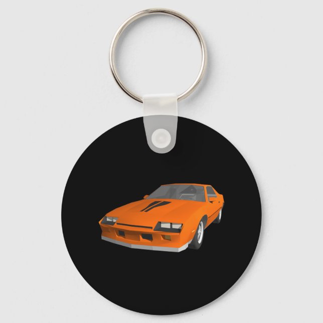 80-talets Camaro Sports Car: 3D-modell: Keychain Nyckelring (Framsida)