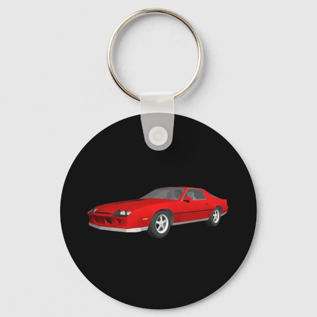 80-talets Camaro Sports Car: 3D-modell: Keychain Nyckelring (Framsida)