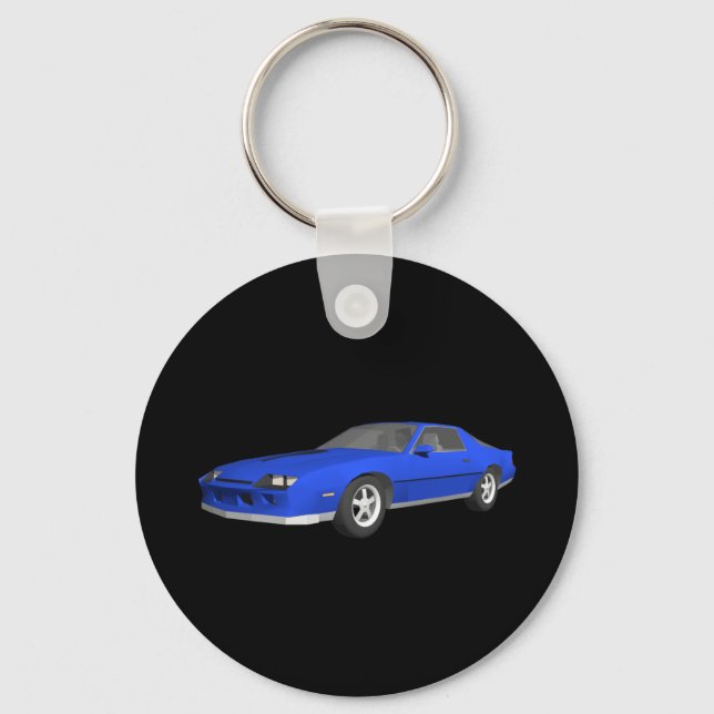 80-talets Camaro Sports Car: 3D-modell: Keychain Nyckelring (Framsida)