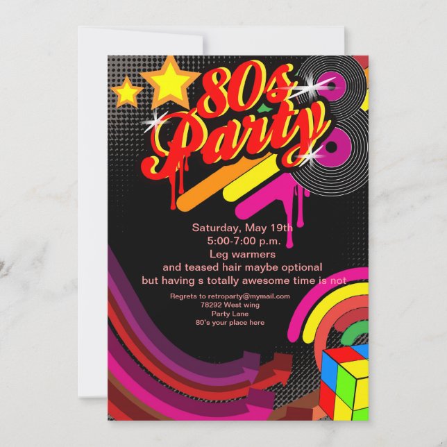 80-talets discopartsinbjudan inbjudningar (Framsida)