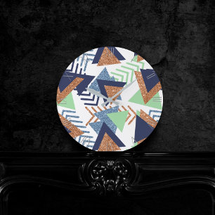 80-talets Färg-Abstrakt   Mint 90-tal vid marinen  Rund Klocka