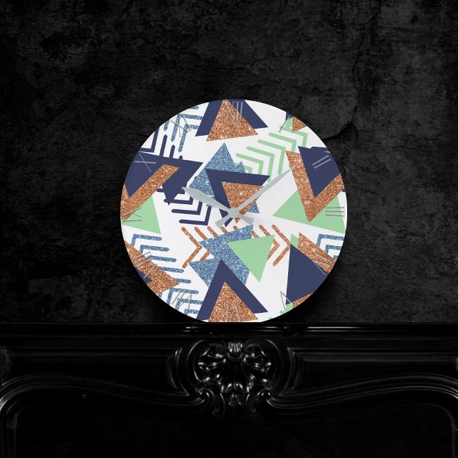 80-talets Färg-Abstrakt | Mint 90-tal vid marinen  Rund Klocka (Skapare uppladdad)