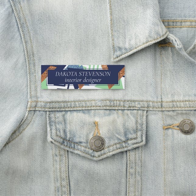 80-talets Färg-Abstrakt | Mint-märkning för marint Namnbricka (På plats)