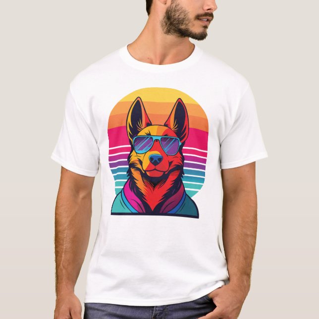80-talets Hund Coolness T Shirt (Framsida)
