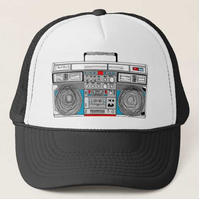 80-talets illustration av boombox truckerkeps (Framsida)