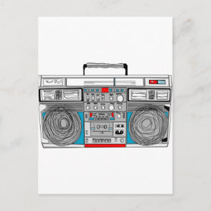 80-talets illustration av boombox vykort