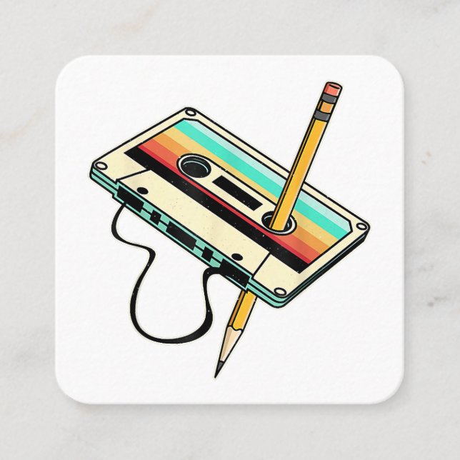 80-talets kassettbandspenna 1980-talets Retro-Vint Fyrkantigt Visitkort (Framsida)