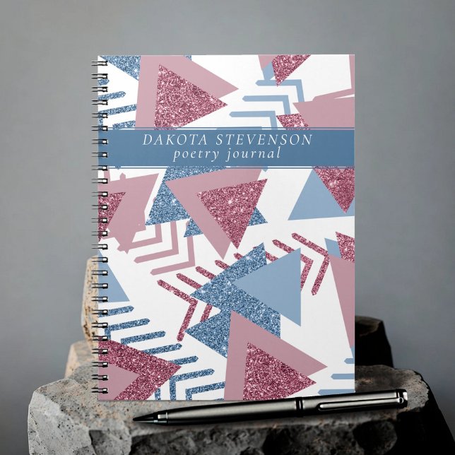 80-talets Lunar-Abstrakt | Dusty Mauve och Blue Po Anteckningsbok (Skapare uppladdad)