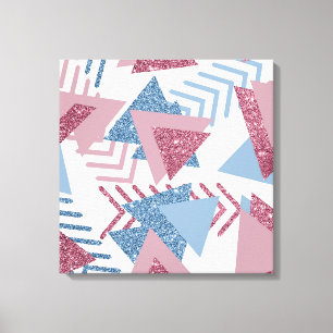 80-talets Lunar-Abstrakt Dusty Mauve Rosa och Bl Canvastryck