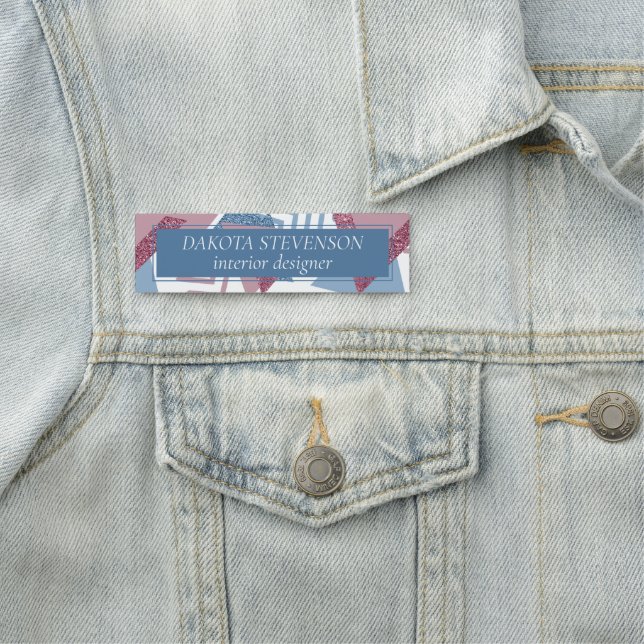 80-talets Lunar-Abstrakt | Kustmemphis Pastel Shap Namnbricka (På plats)