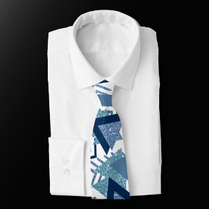 80-talets Luxe-Abstrakt Turkos och marinblå form Slips