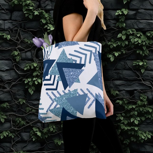 80-talets Luxe-Abstrakt | Turkos och marinblå form Tygkasse (Skapare uppladdad)