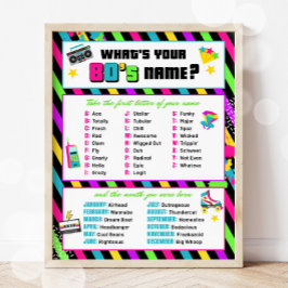 80-talets Namn-spel Party-signering Neon Retro Poster