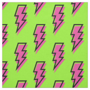 80-talets Neon-Grönt och Rosa-blixt Mönster Tyg