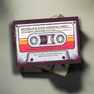 80-talets Nostalgia Cassette Tape Mix Roligt 50:e Inbjudningar