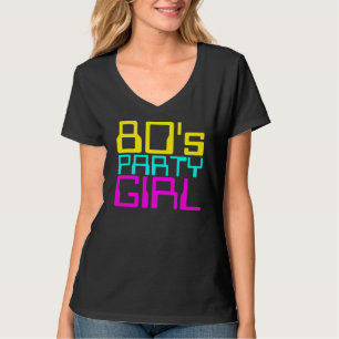 80-talets party-flicka, dam med flera färger, log t shirt