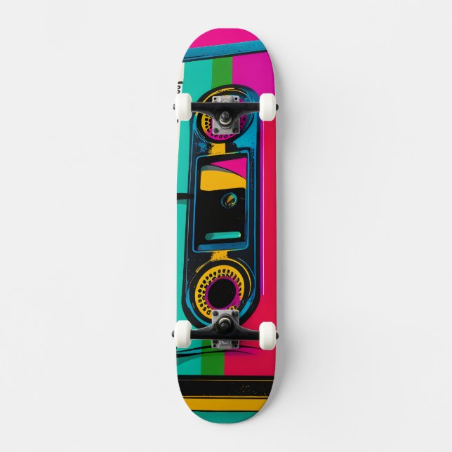 80-talets popkonst i stil mini skateboard bräda 18,5 cm (Framsida)