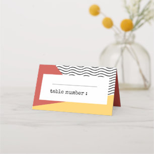 80-talets poppart Memphis stil bröllop Placeringskort