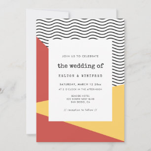 80-talets poppart Memphis stil bröllopsinbjudan Spara Datumet