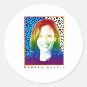 80-talets Poster - Kamala Harris-Pridet Runt Klistermärke