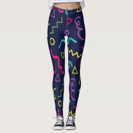 80-talets retro neon Memphis mönster Leggings