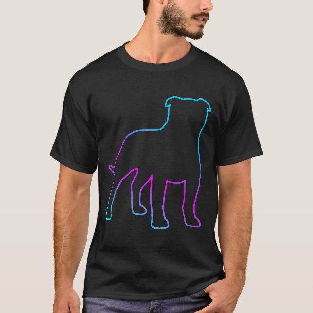 80-talets Retro Neon-skylt Pit Bull Dog T Shirt (Framsida)