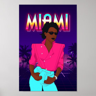 80-talets retro stil Miami Poster