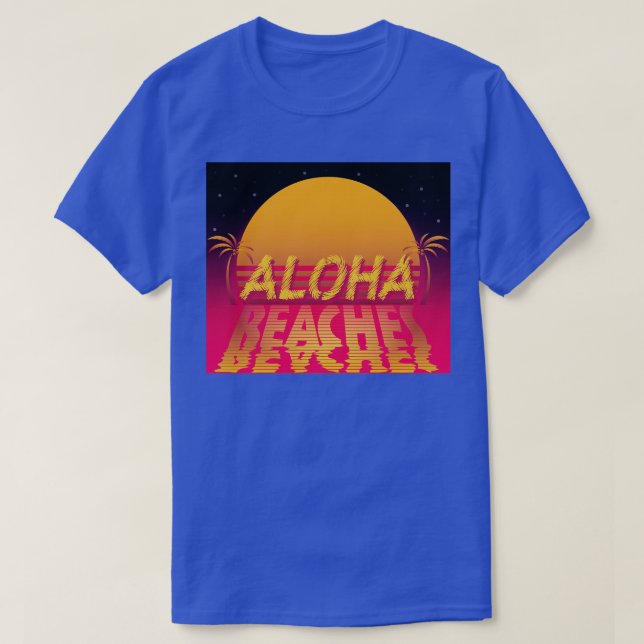 80-talets Retro Sunset Aloha-stränder T Shirt (Design framsida)