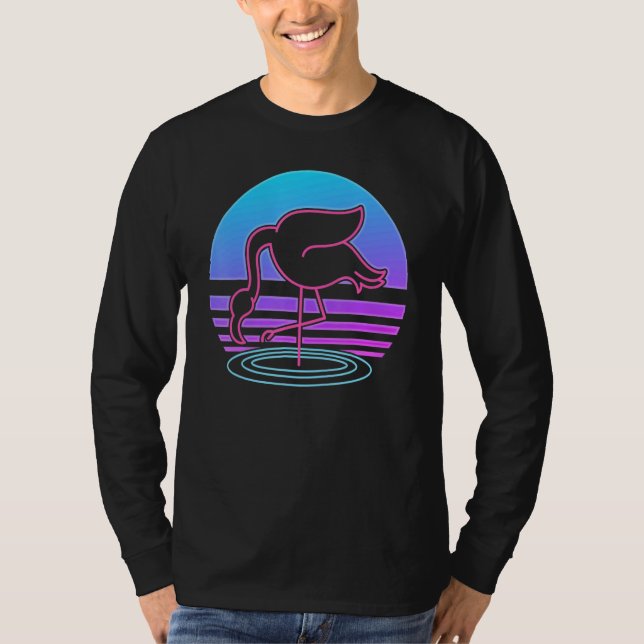 80-talets Retro Vaporwave Exotic Bird Synthwave Fl T Shirt (Framsida)