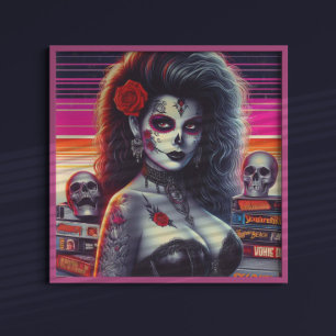 80-talets Retrowave Goth Girl Poster