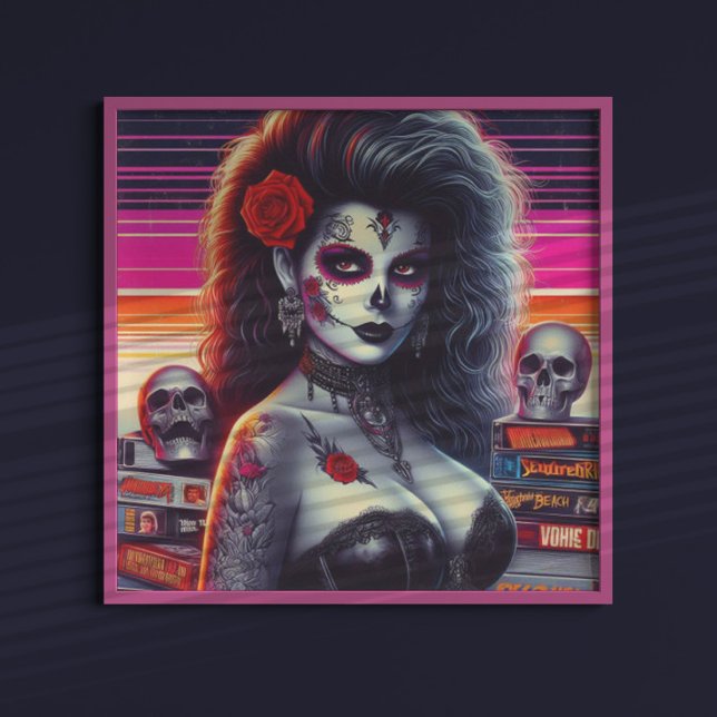 80-talets Retrowave Goth Girl Poster (Skapare uppladdad)