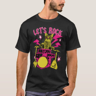 80-talets Rock N Roll Girl Cat Låt oss Sten T Shirt
