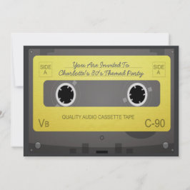 80-talets Stil Retro Music Tape Party Inbjudningar